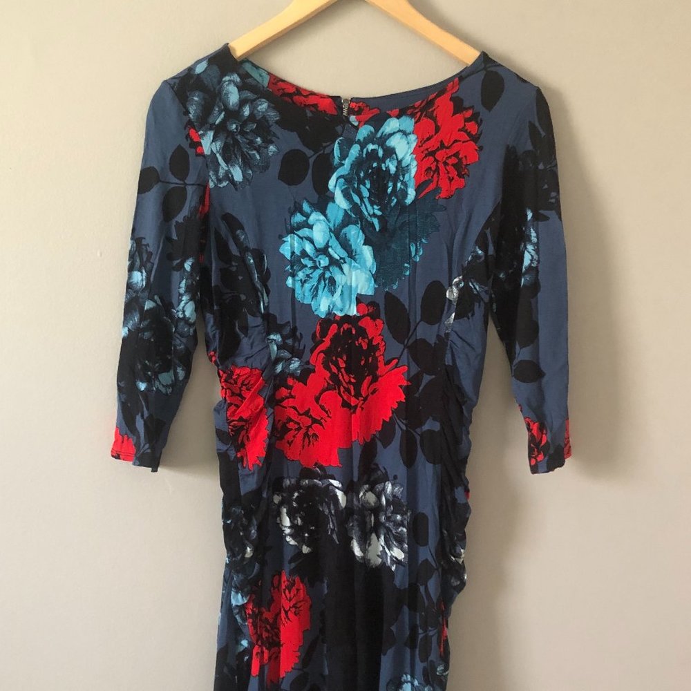 Phase 8 Multi-Floral Midi Side-Ruching Dress